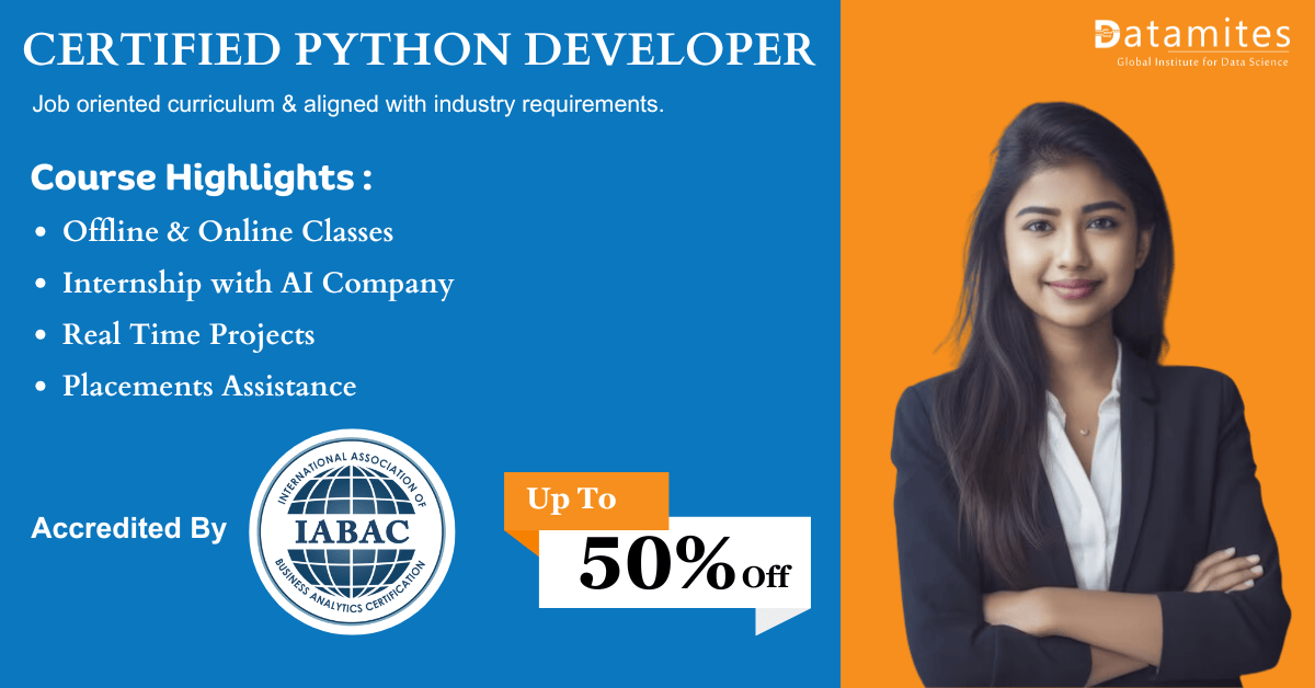 DataMites Python training in Coimbatore with internships
