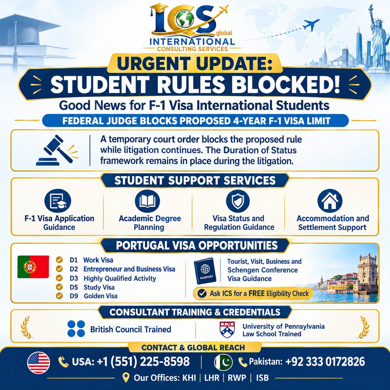 F1 Student Visa Guidance and Portugal Visa Services ICS Global